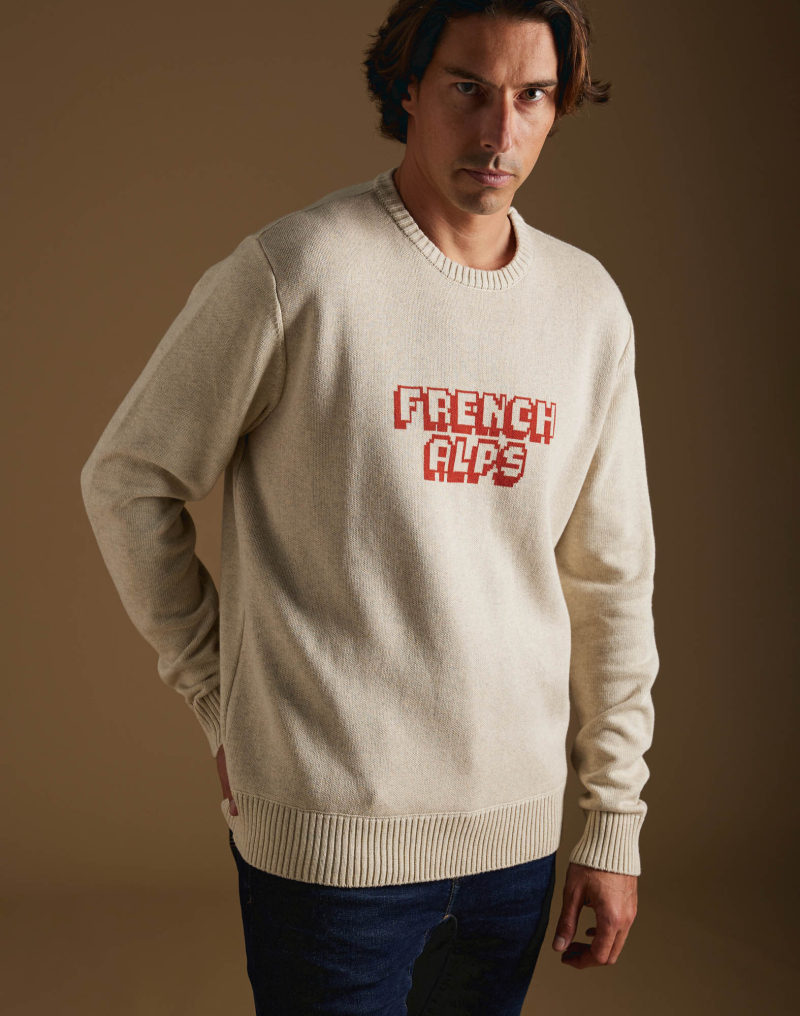 Men's jumper PULL PRINT FRENCH ALPS CREAM